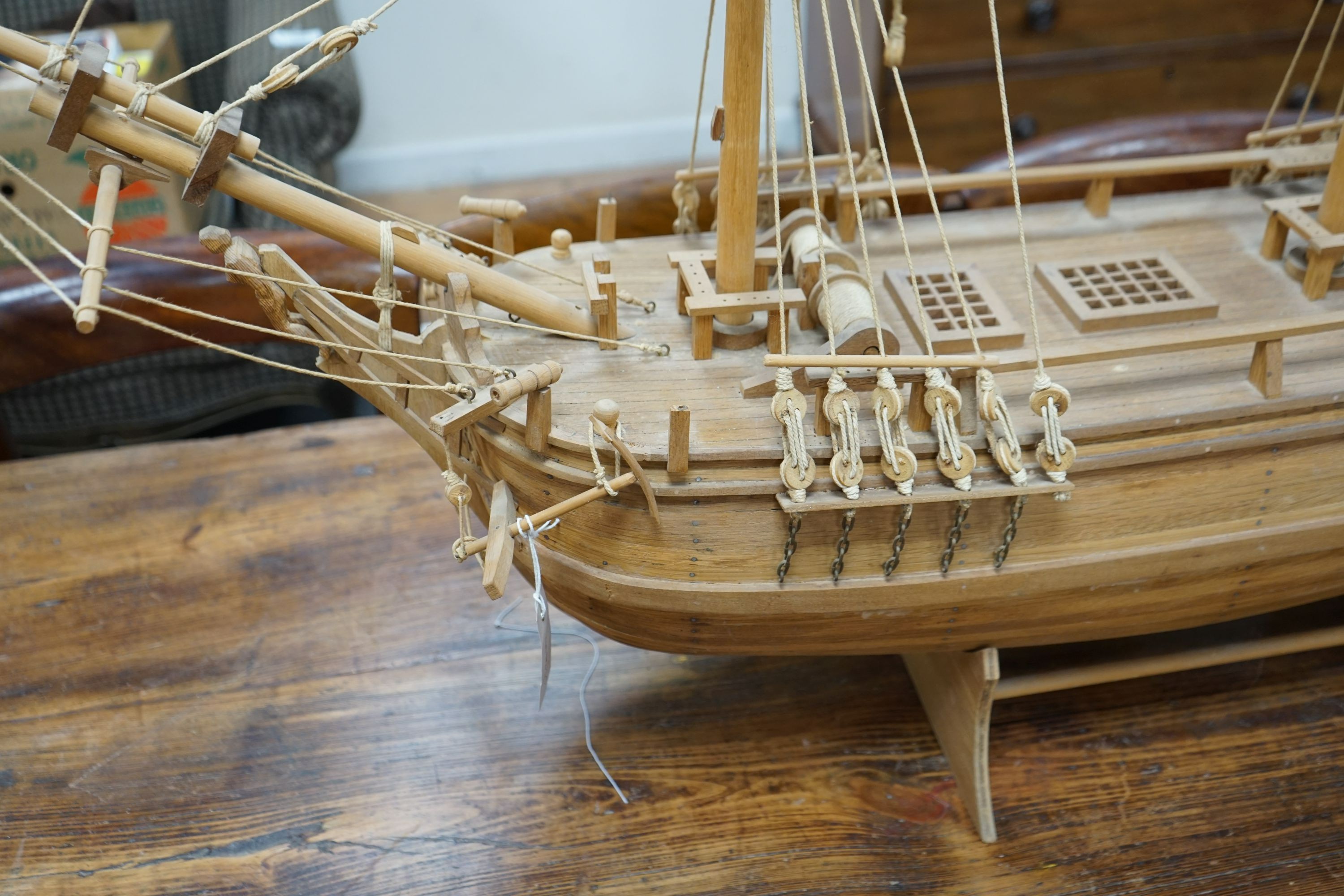 A large scratch built model of The Bounty, length 128cm